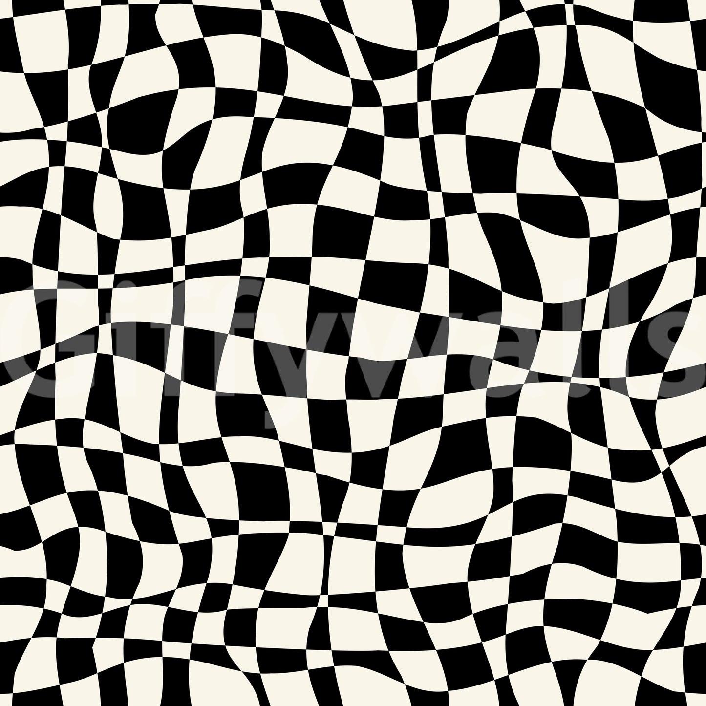 Wavy Monochrome Checkerboard Wallpaper