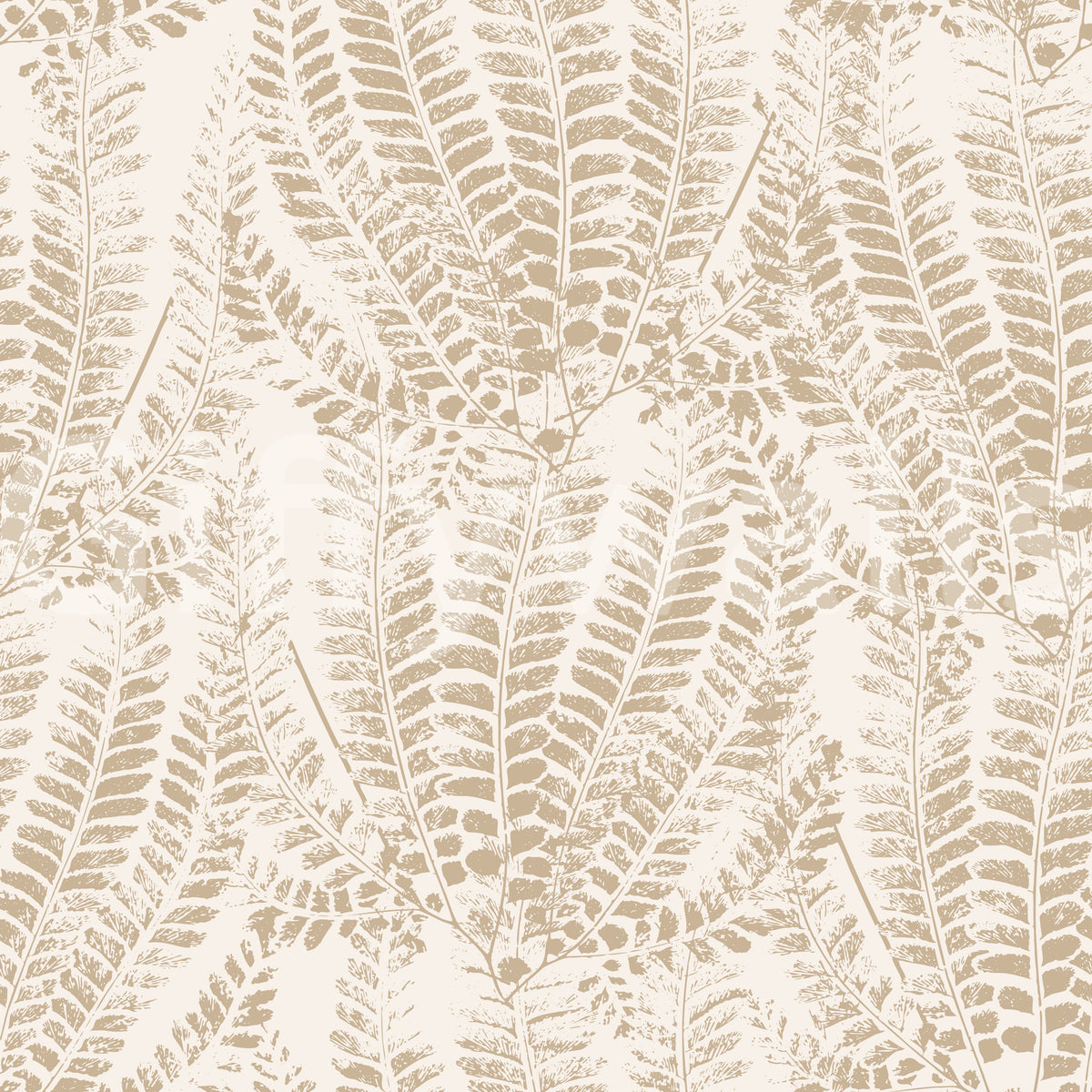 Rustic fern botanical pattern in warm beige on a cream background GD12266