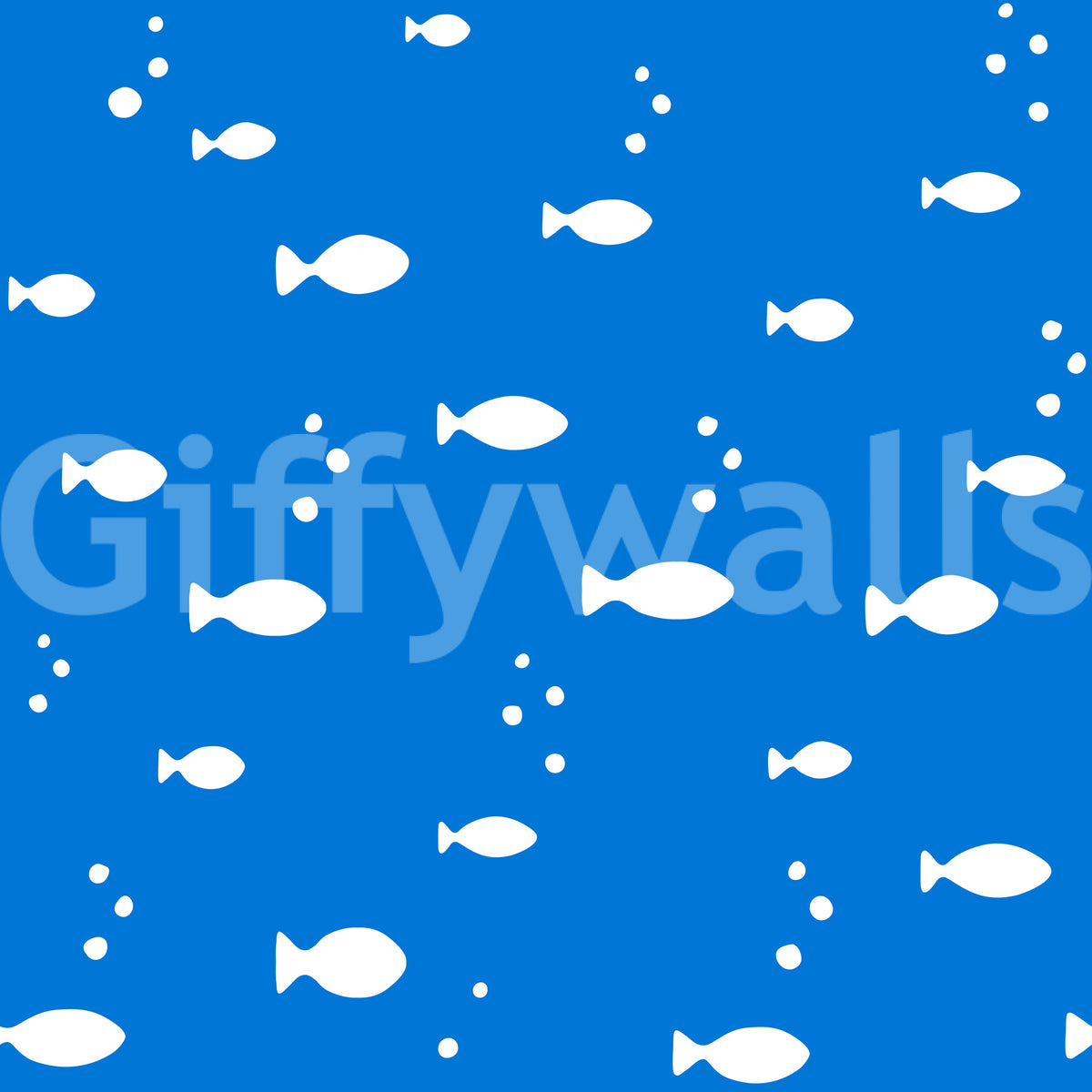 Minimalist white fish pattern on a bright blue background GD12268