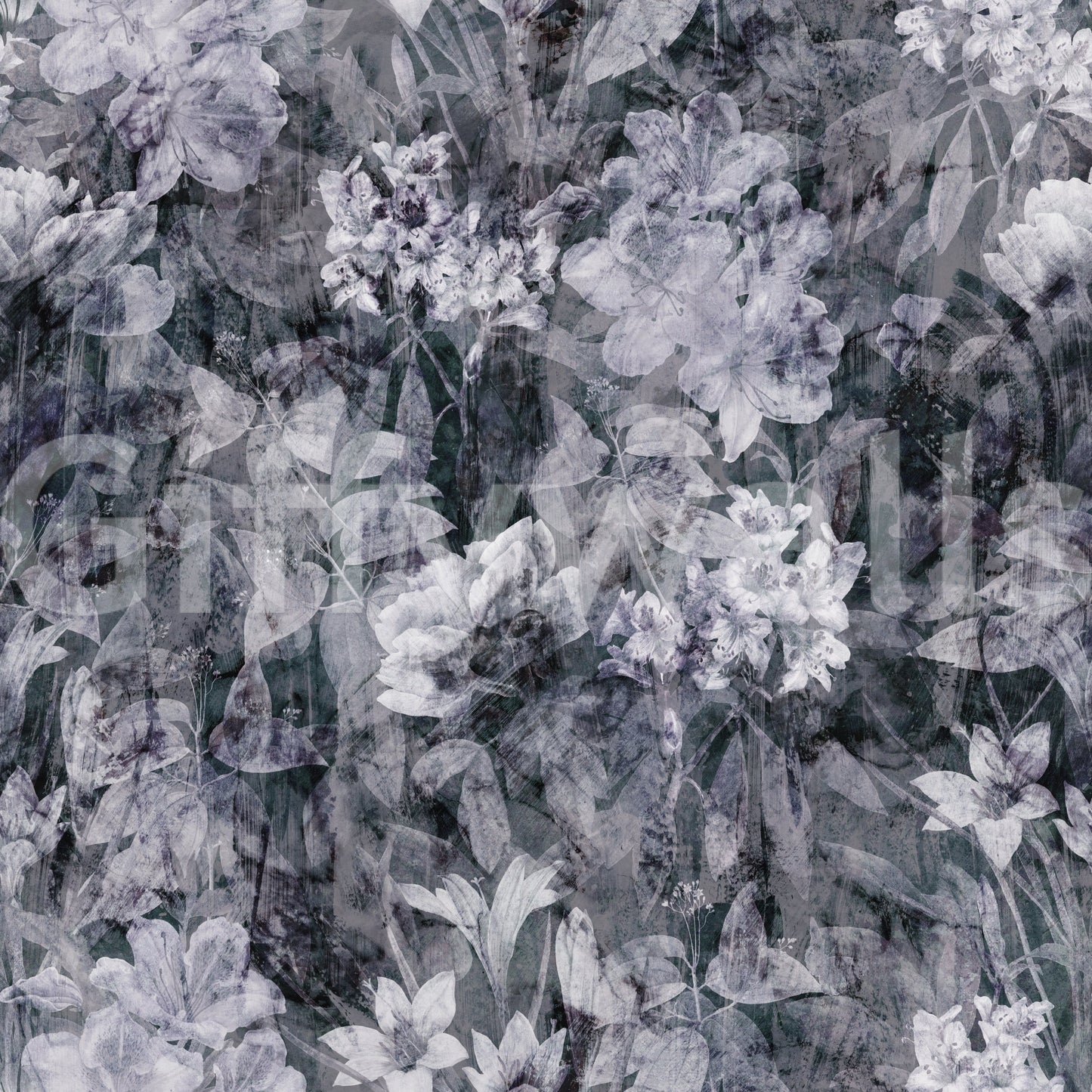 Midnight Flora Grunge Wallpaper