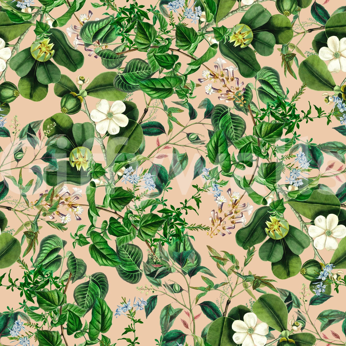 Vintage Botanical Foliage Wallpaper
