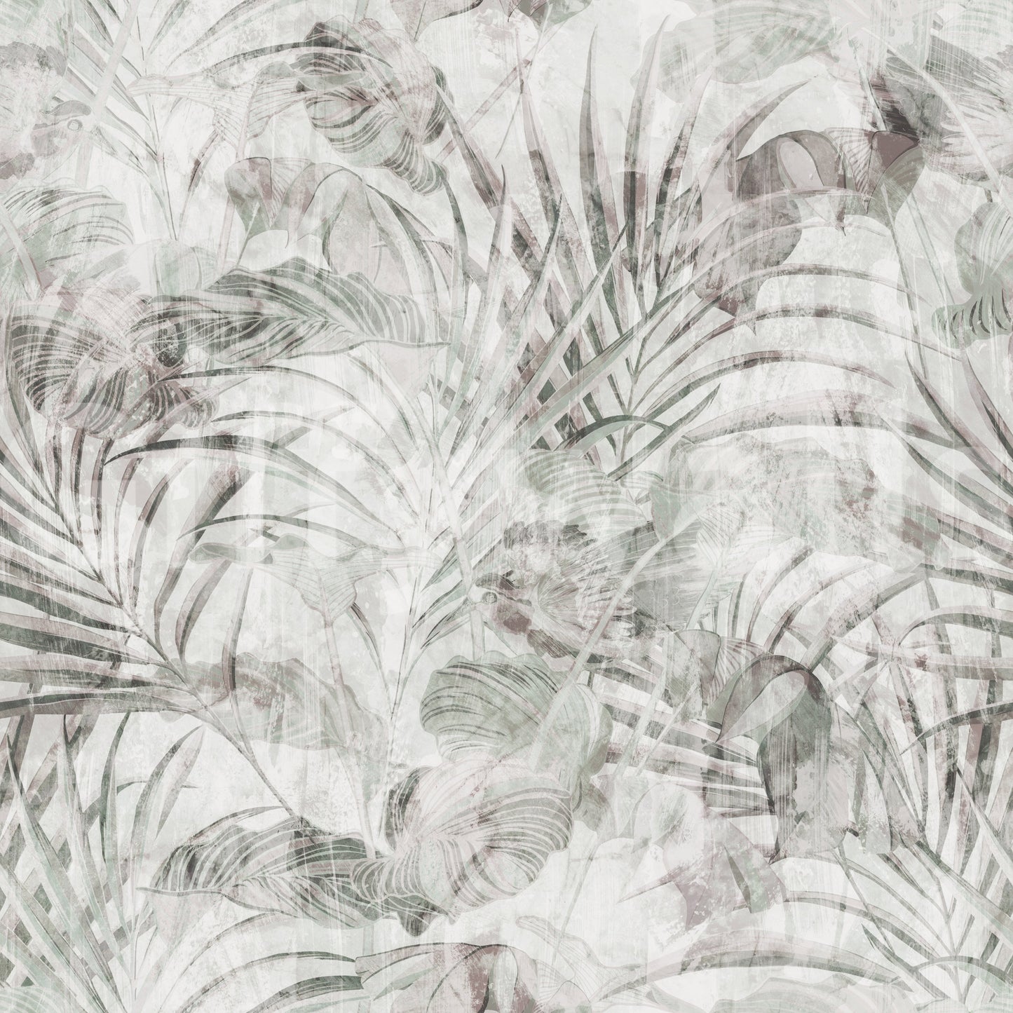 Muted Tropical Foliage Wallpaper