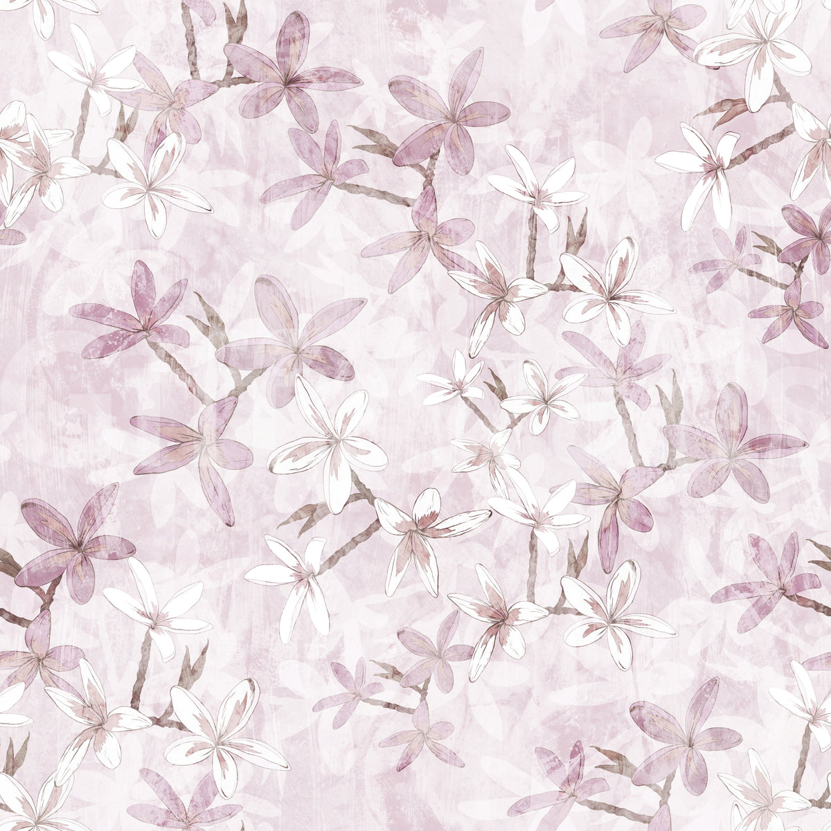 Soft blush petal drift floral wallpaper pattern GD12352