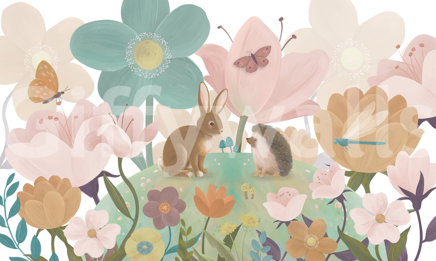 Meadow Friends and Garden Blooms Wall Mural