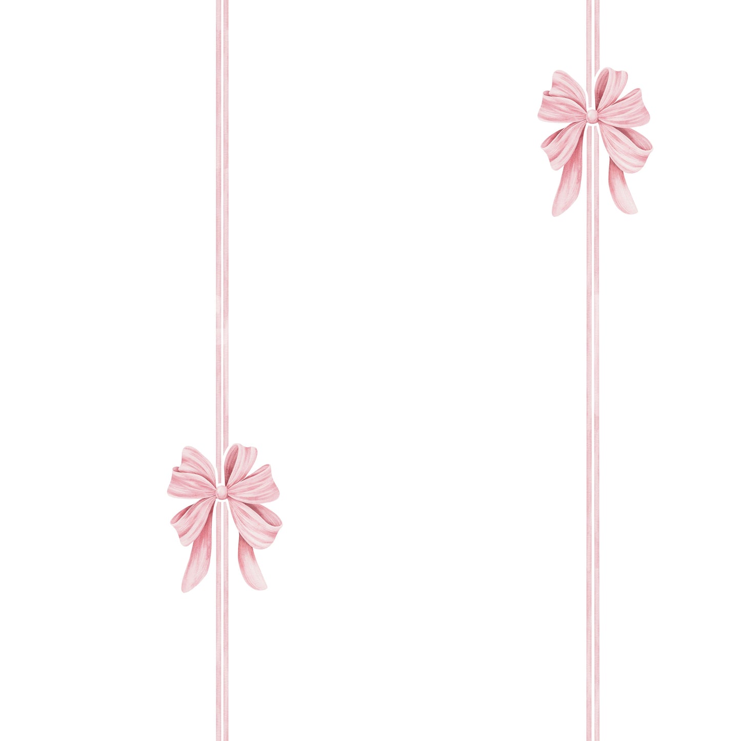 Soft Pink Ribbon Vertical Stripe Wallpaper