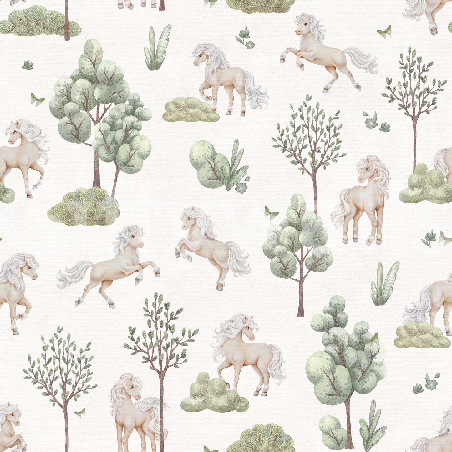 Galloping Pony Woodland Scene Wallpaper