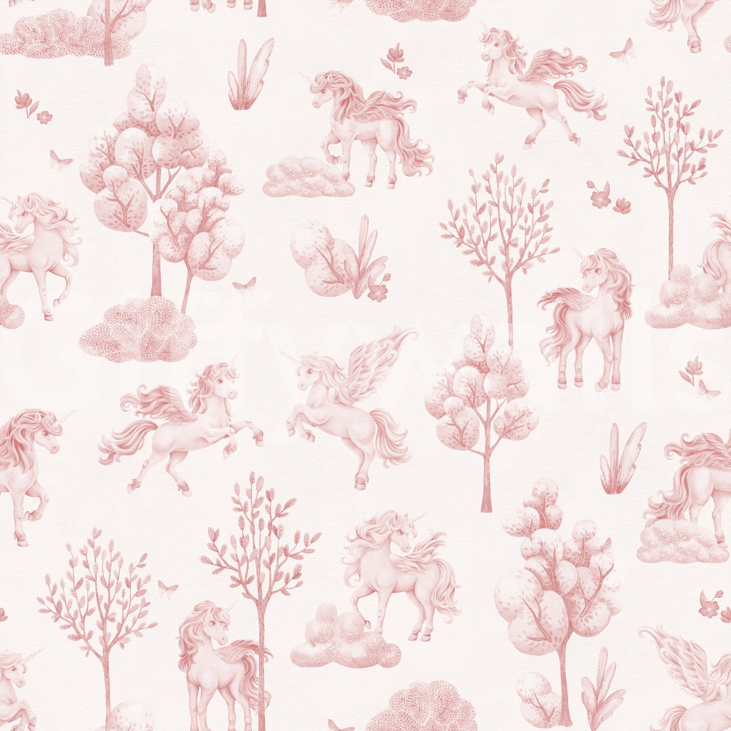 Enchanted Blush Unicorn Meadow Wallpaper