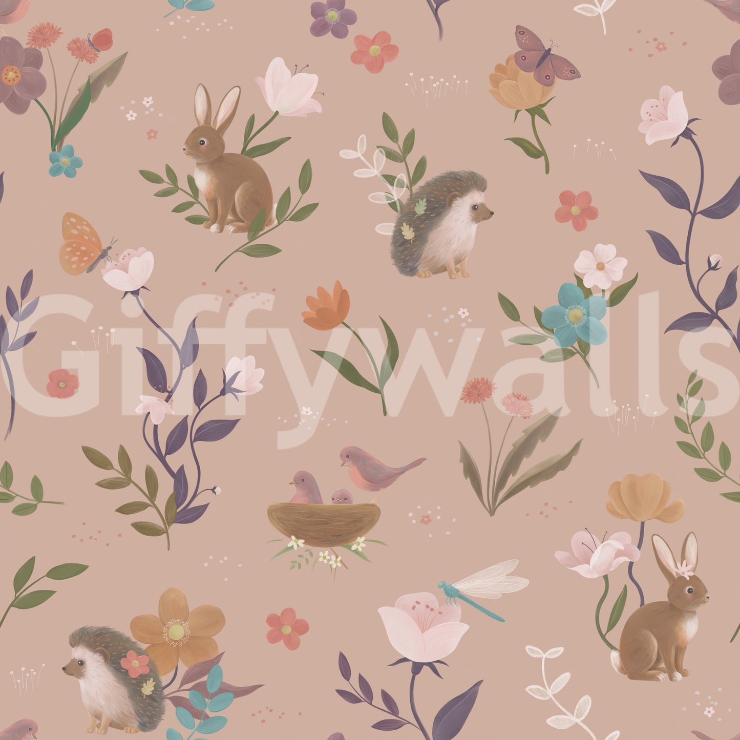 Whimsical Forest Friends Meadow Wallpaper