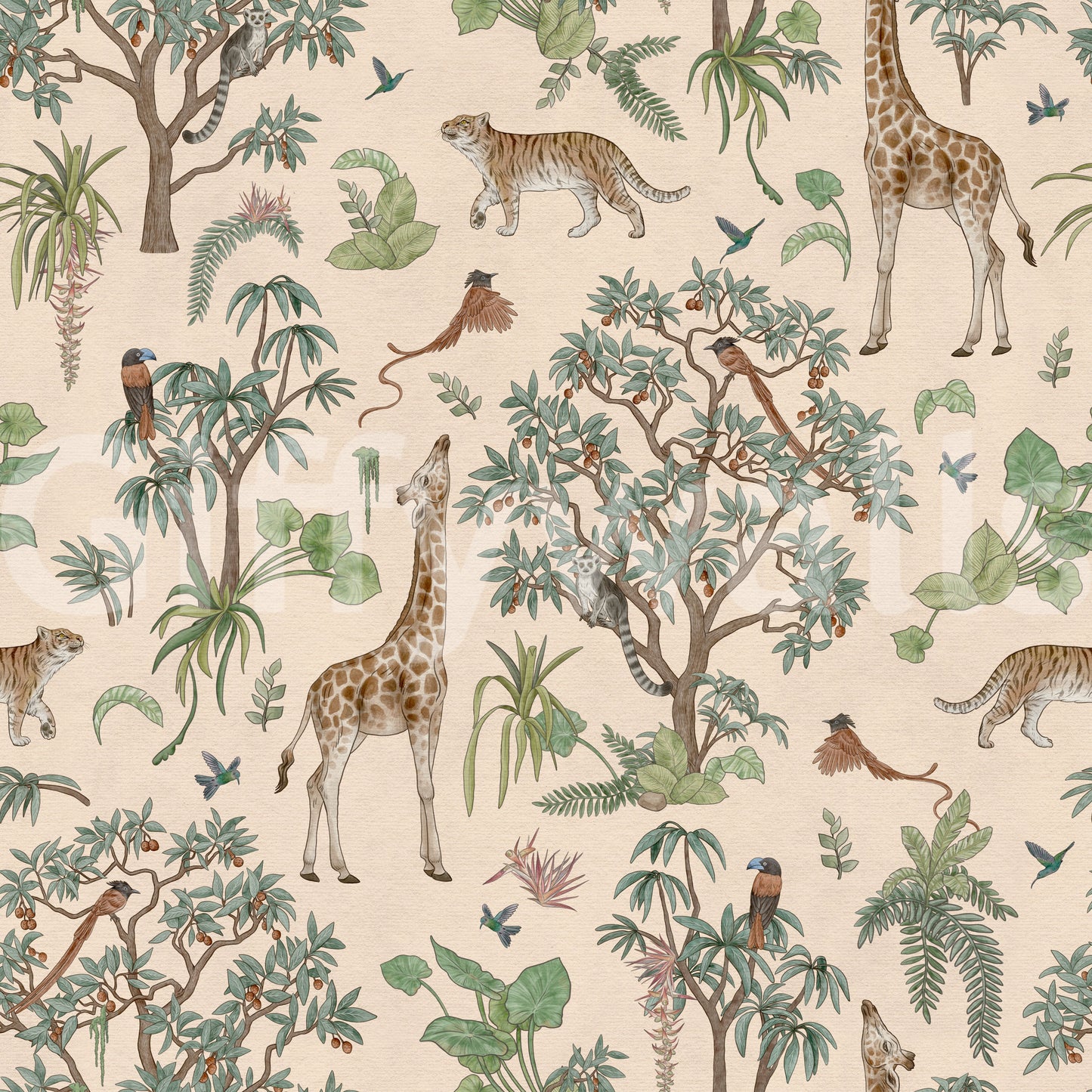 Safari Wildlife Jungle Sketch Wallpaper