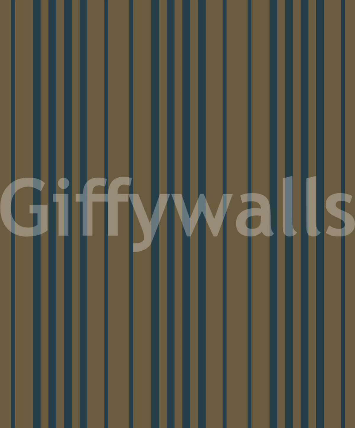 Close-up of the olive and teal vertical striped wallpaper pattern GD12455