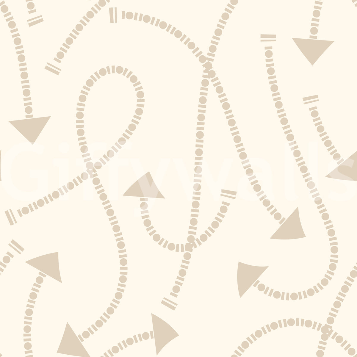 Close-up of the cream geometric path pattern wallpaper GD12457