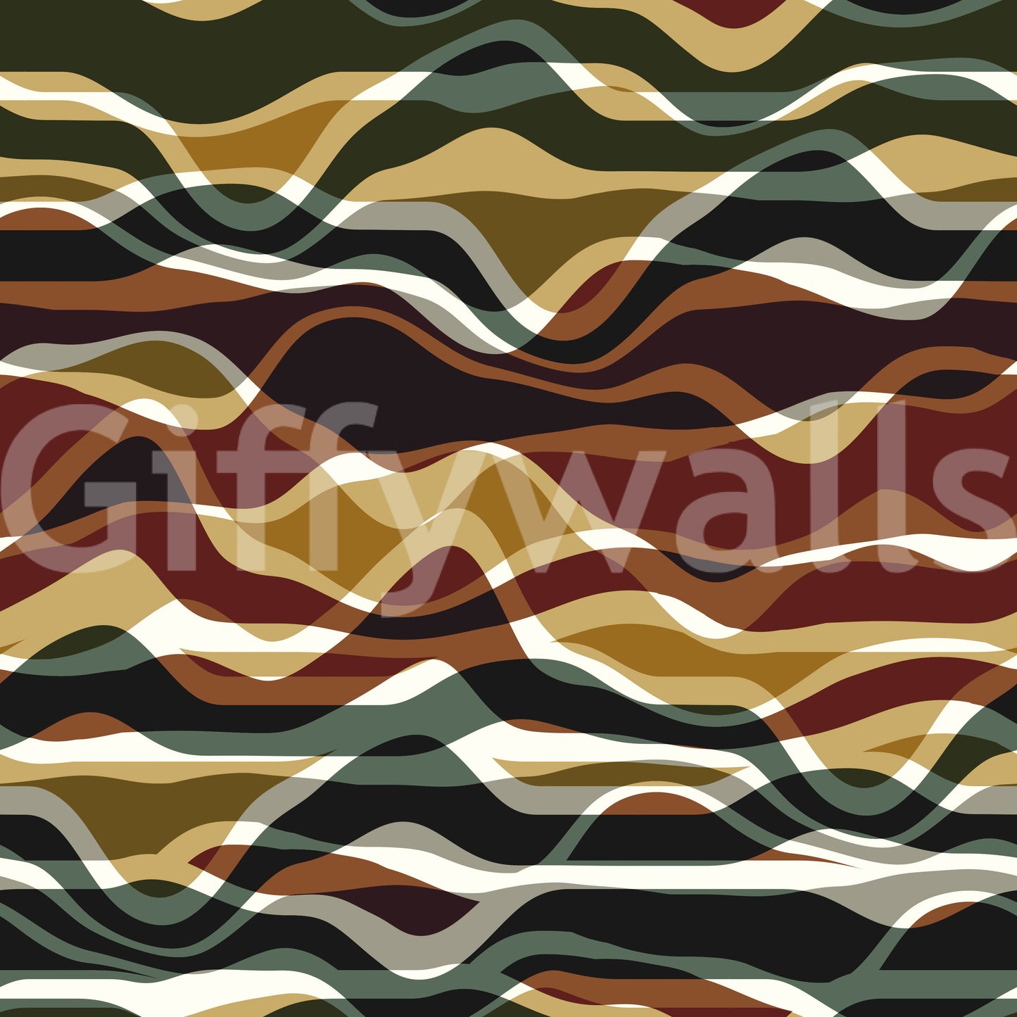 Earthy Wavy Layered Stripes Wallpaper