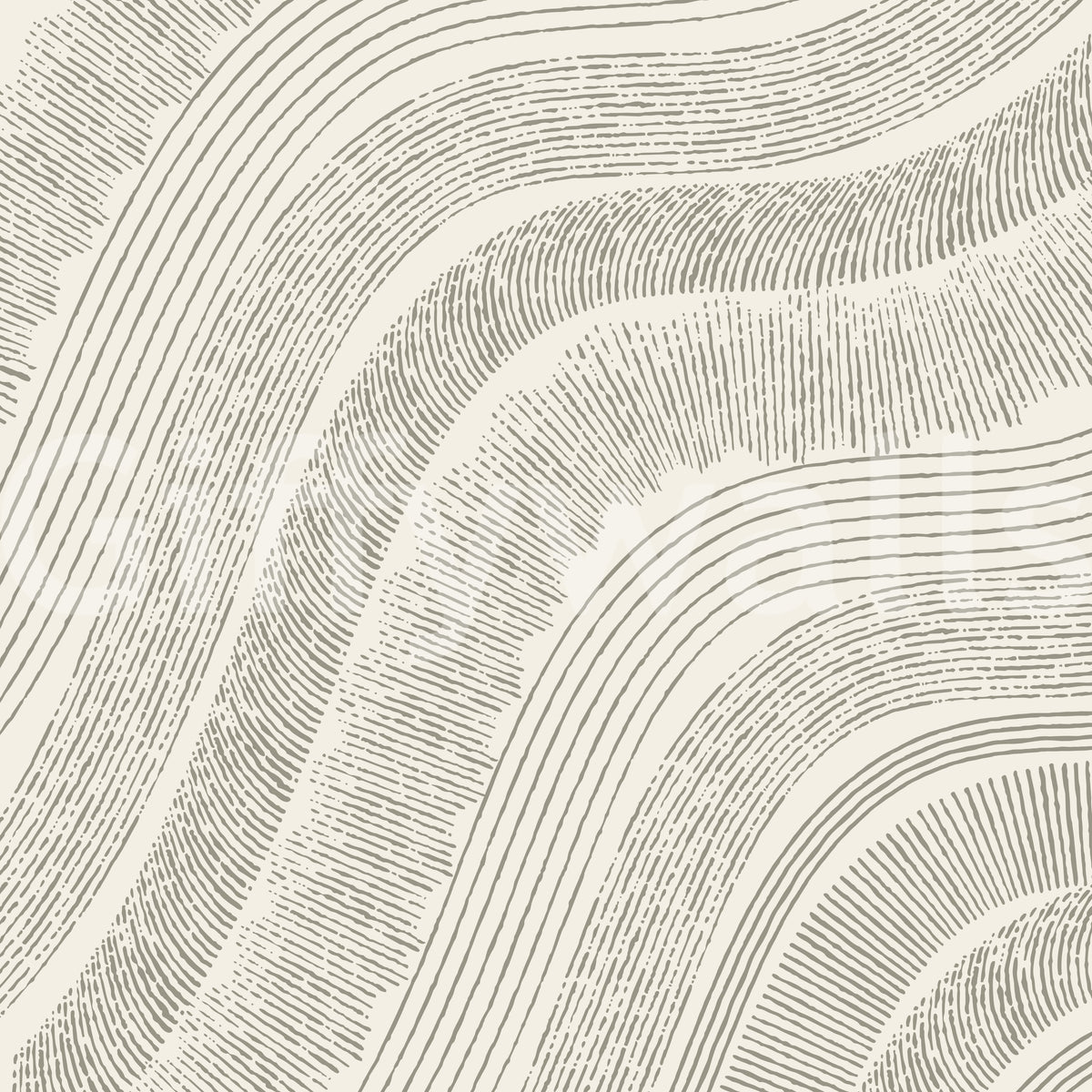 Minimalist beige flowing-line abstract wallpaper mural swatch on off-white GD12473