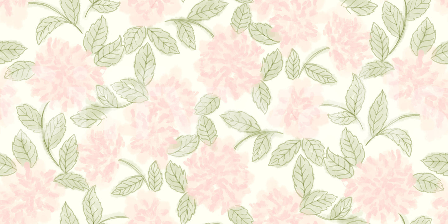 Blush Bloom Botanical Sketch Wallpaper
