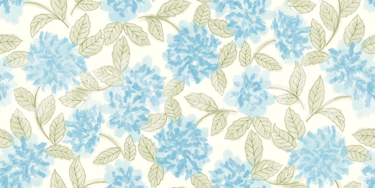 Blue Hydrangea Watercolor Bloom Wallpaper