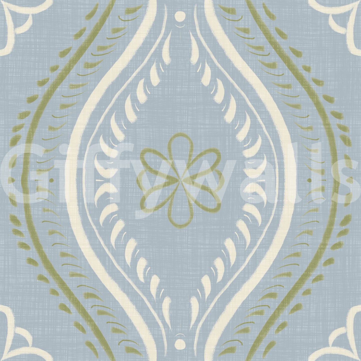 Faded Ogee Damask - Classic French Country Wallpaper