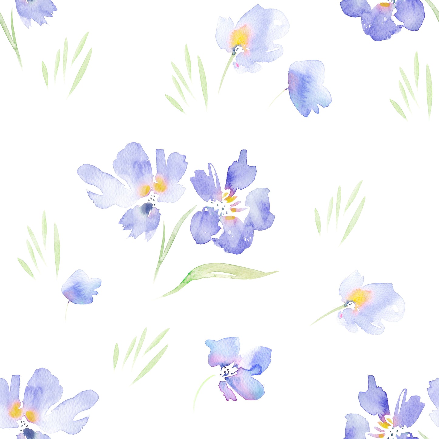 Watercolor Meadow Violet Blossoms Wallpaper