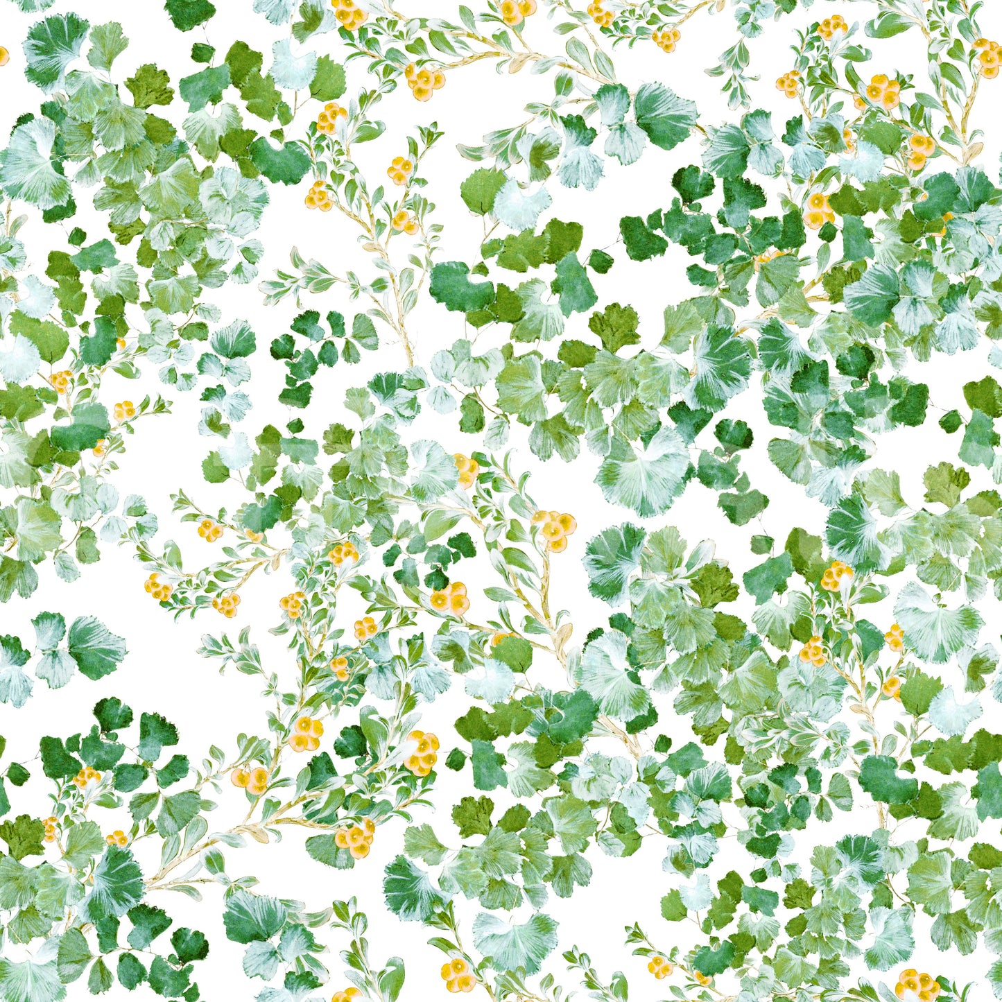 Verdant Woodland Foliage and Berries Wallpaper