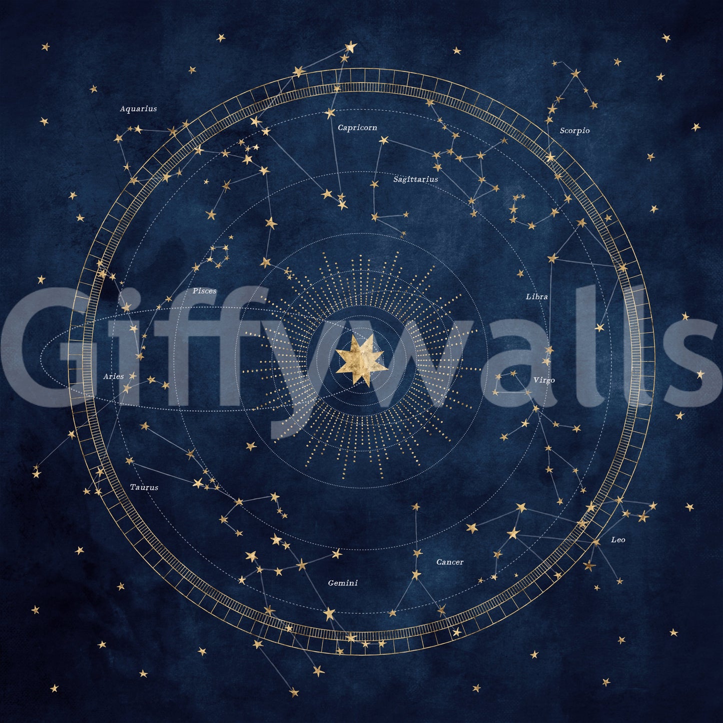 Cobalt Astro Wheel Wall Mural