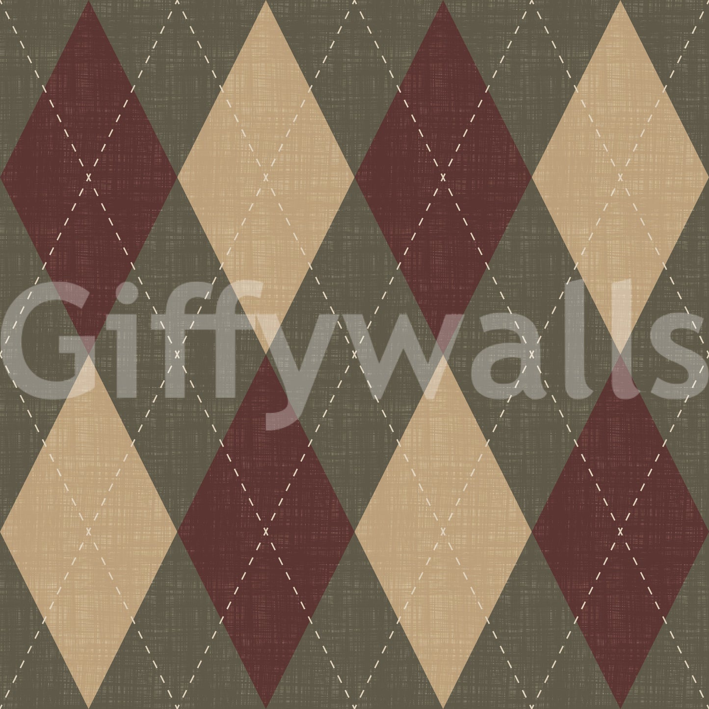 Winter Heritage - Argyle Harlequin Classic Diamond - Rich Warm Tones Wallpaper