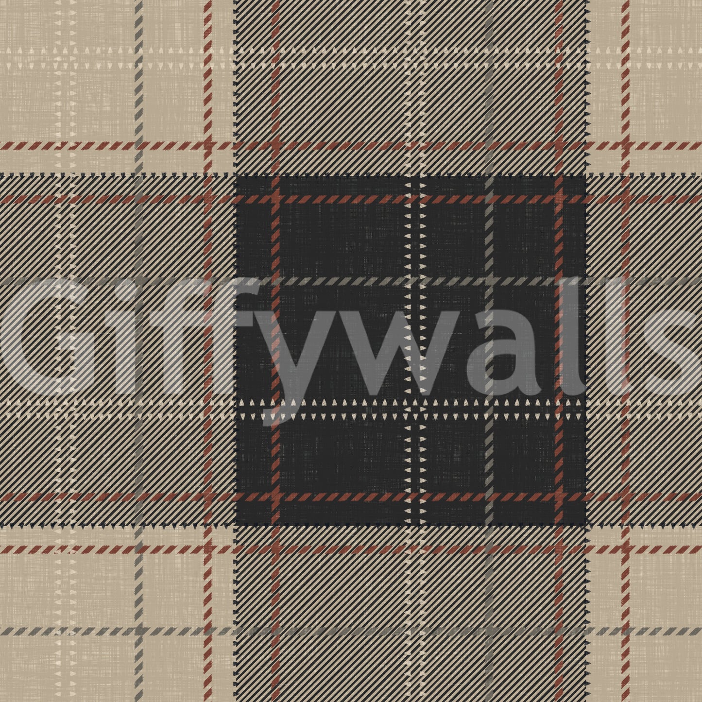 Winter Heritage - Tartan Checkerboard Plaid Block - Bold High Contrast Wallpaper