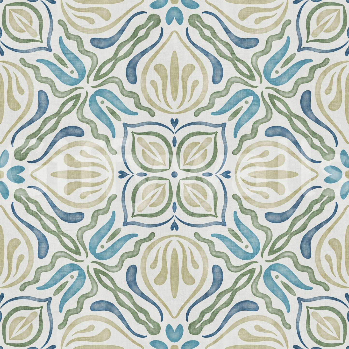 Fluid Azure Flora Wallpaper