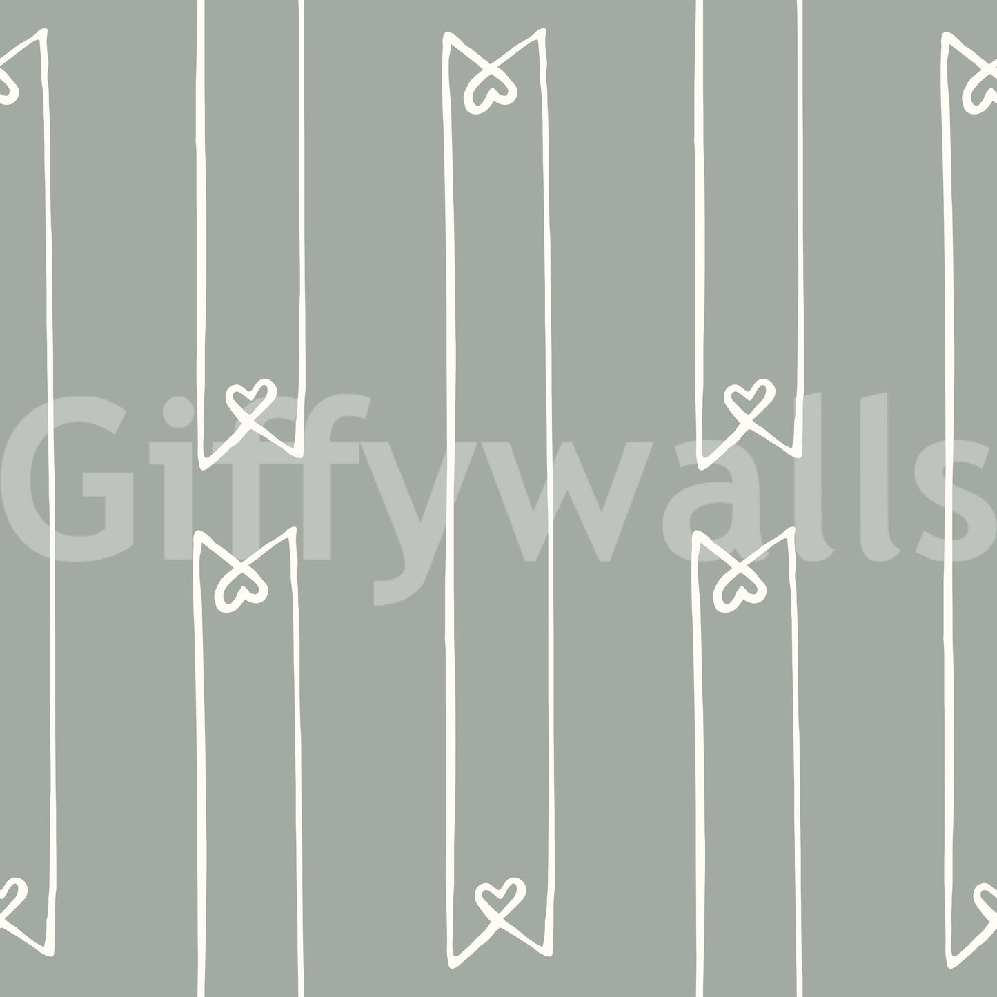 Minimalist Heart Ribbon Stripe Wallpaper