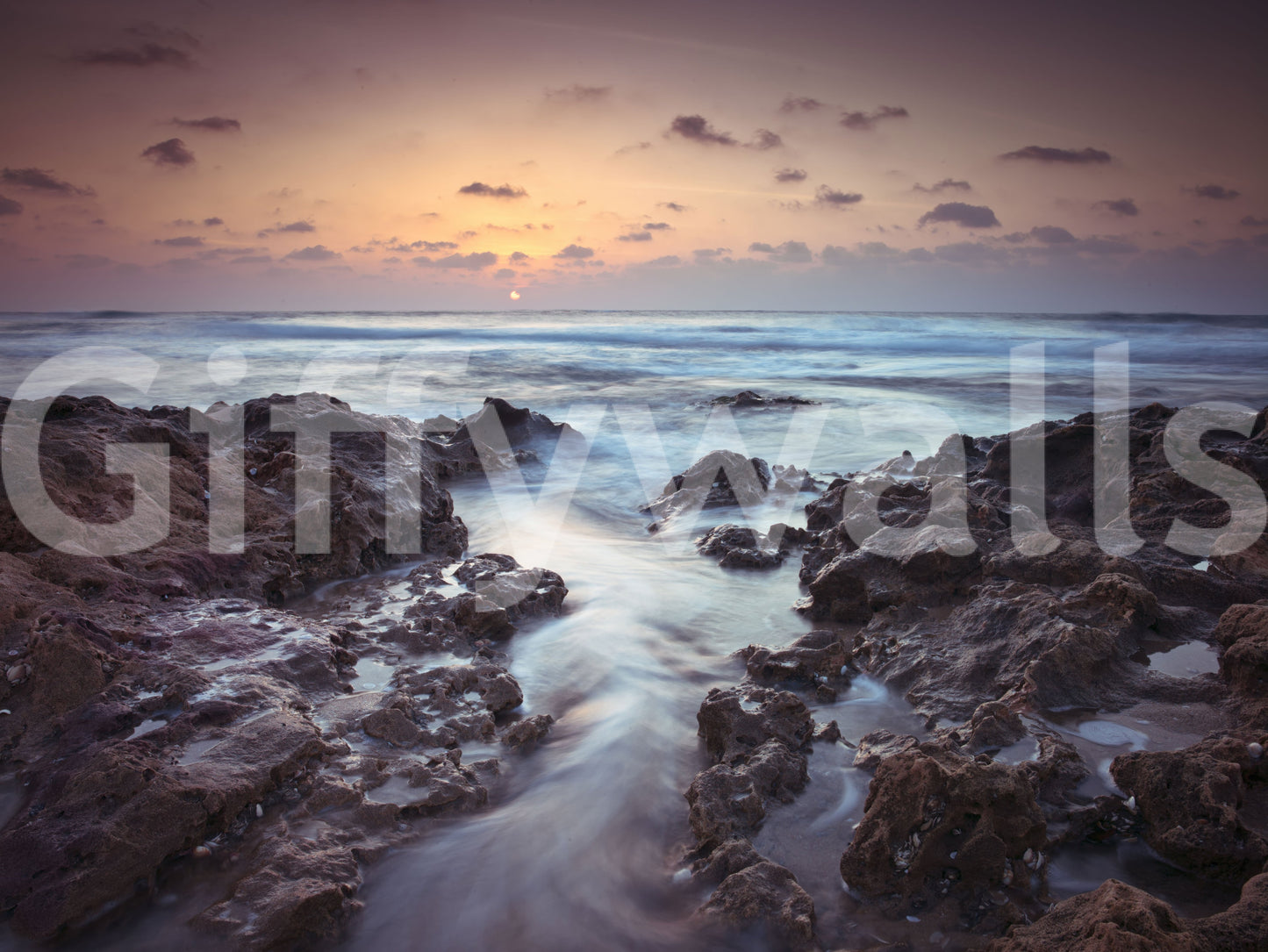 Rugged Shoreline at Dusk Wall Mural