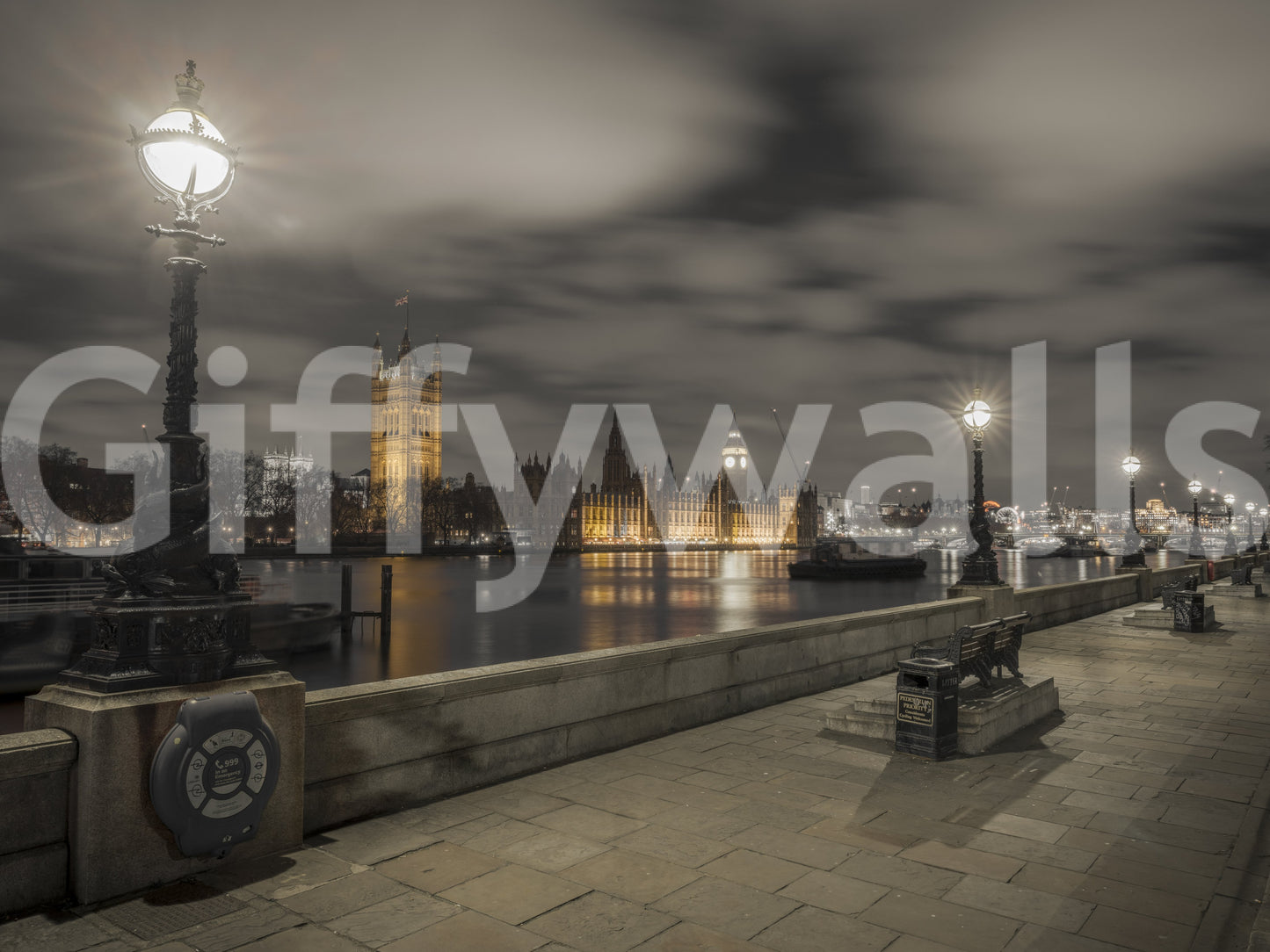 Westminster Evening Riverside Vista Wall Mural