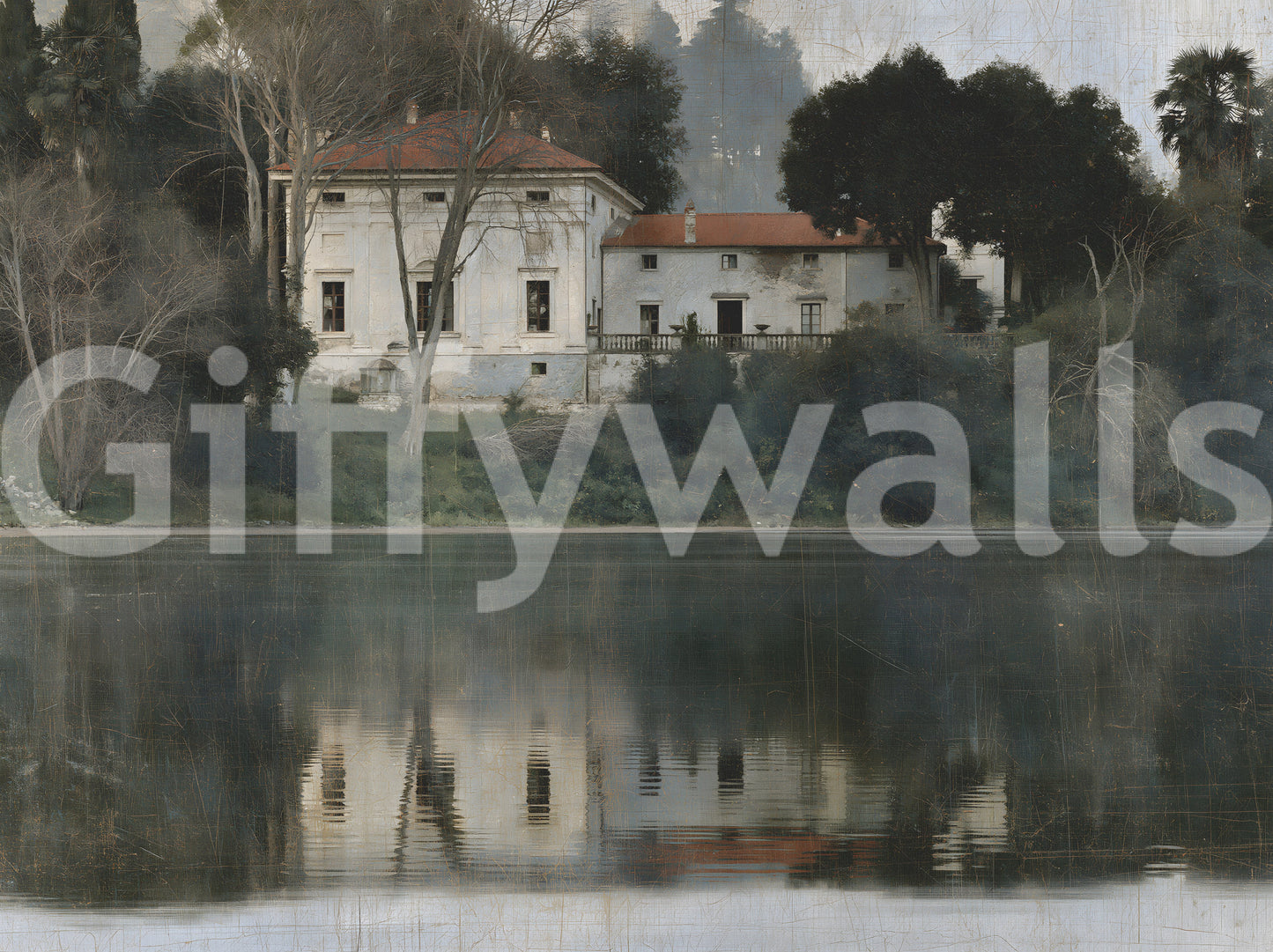 Aged European Estate Reflections Wall Mural