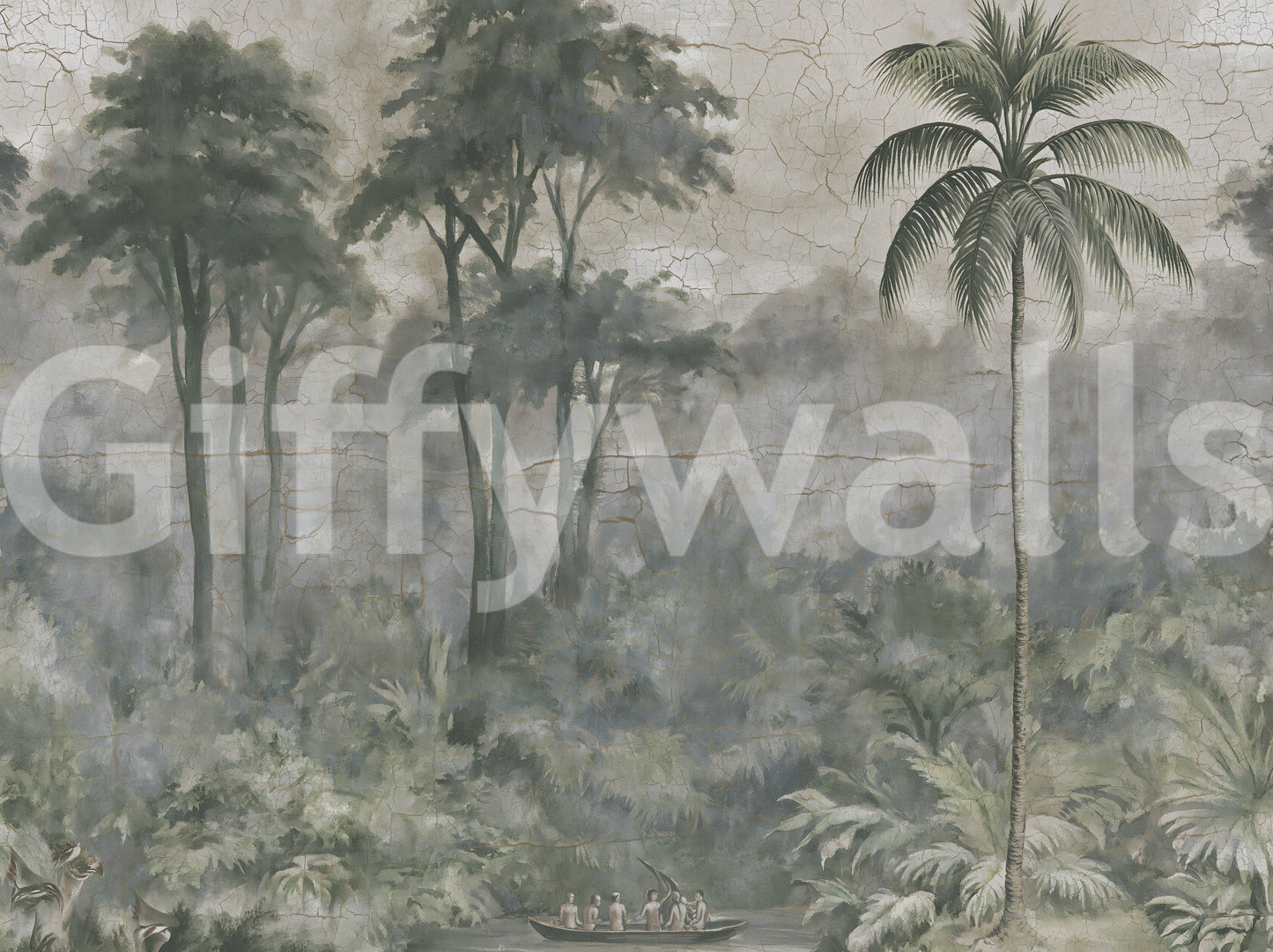 Misty River Botanical Landscape Wall Mural