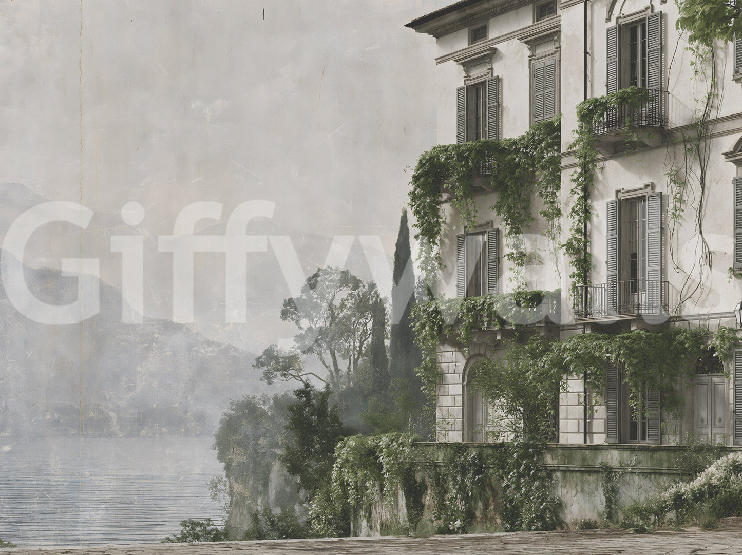 Vintage Mediterranean Estate View Wall Mural