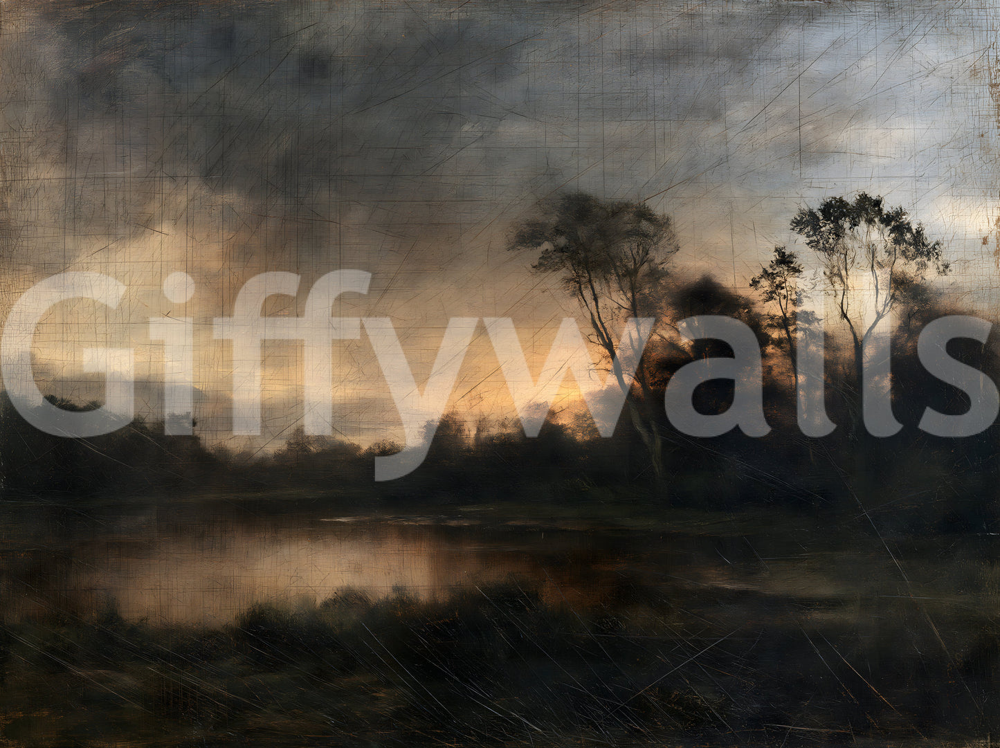Aged Dusk Over the Water Wall Mural