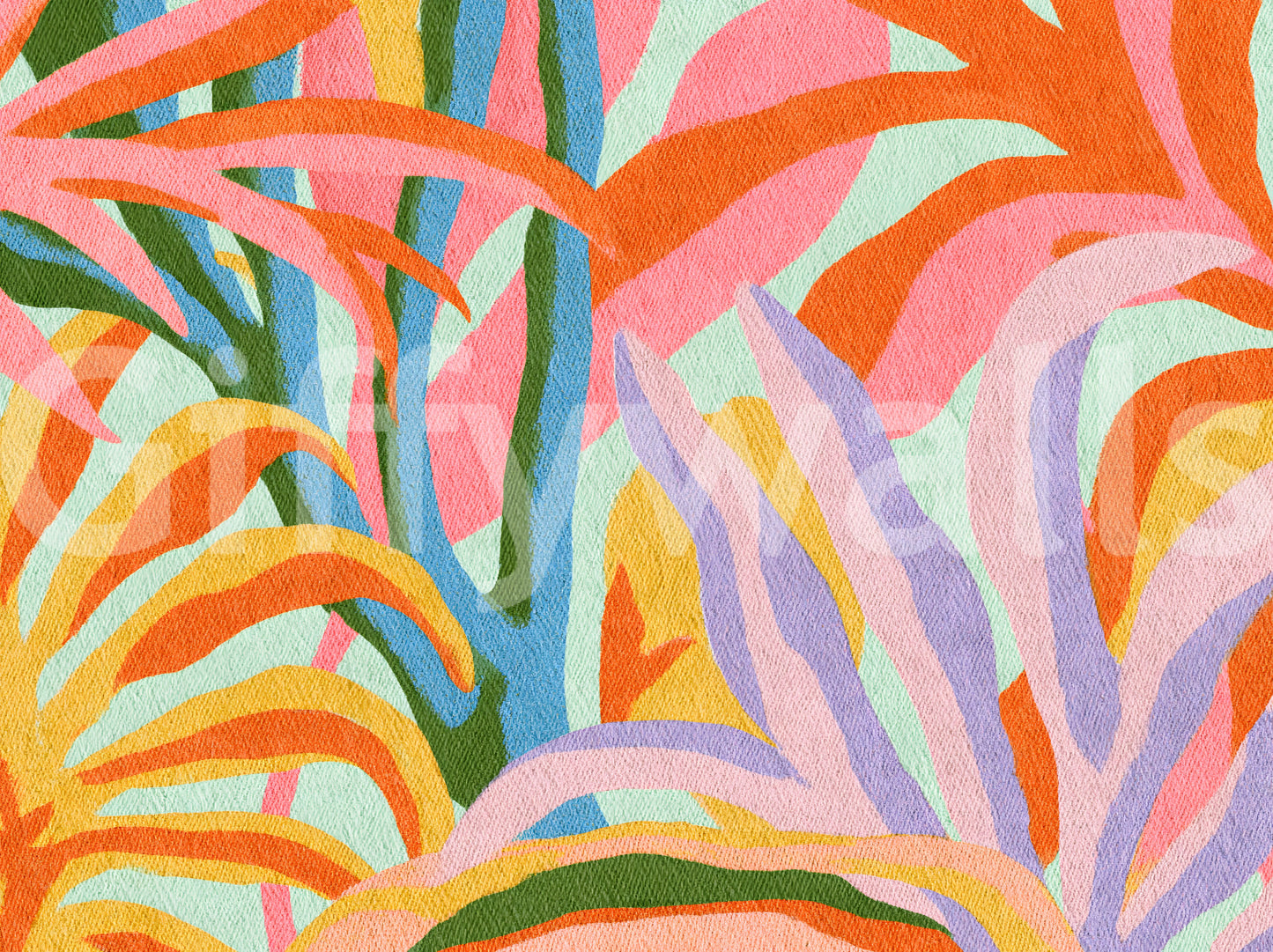 Vibrant Abstract Botanical Foliage Wall Mural