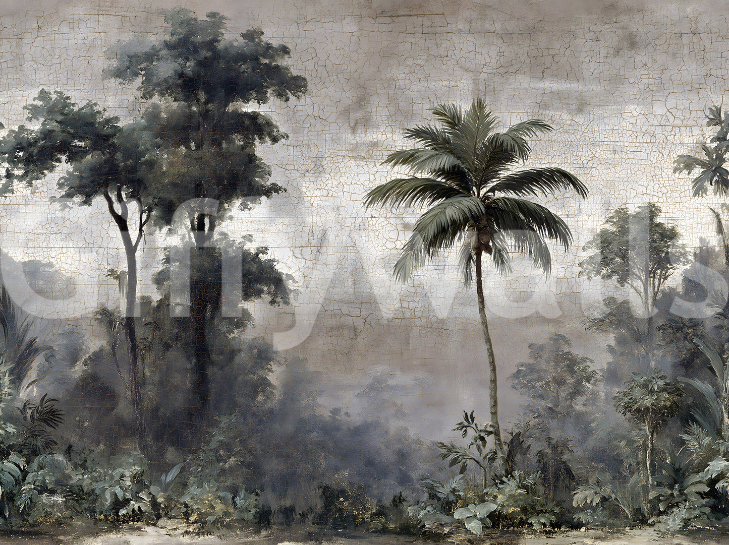 Vintage Tropical Jungle Escape Wall Mural