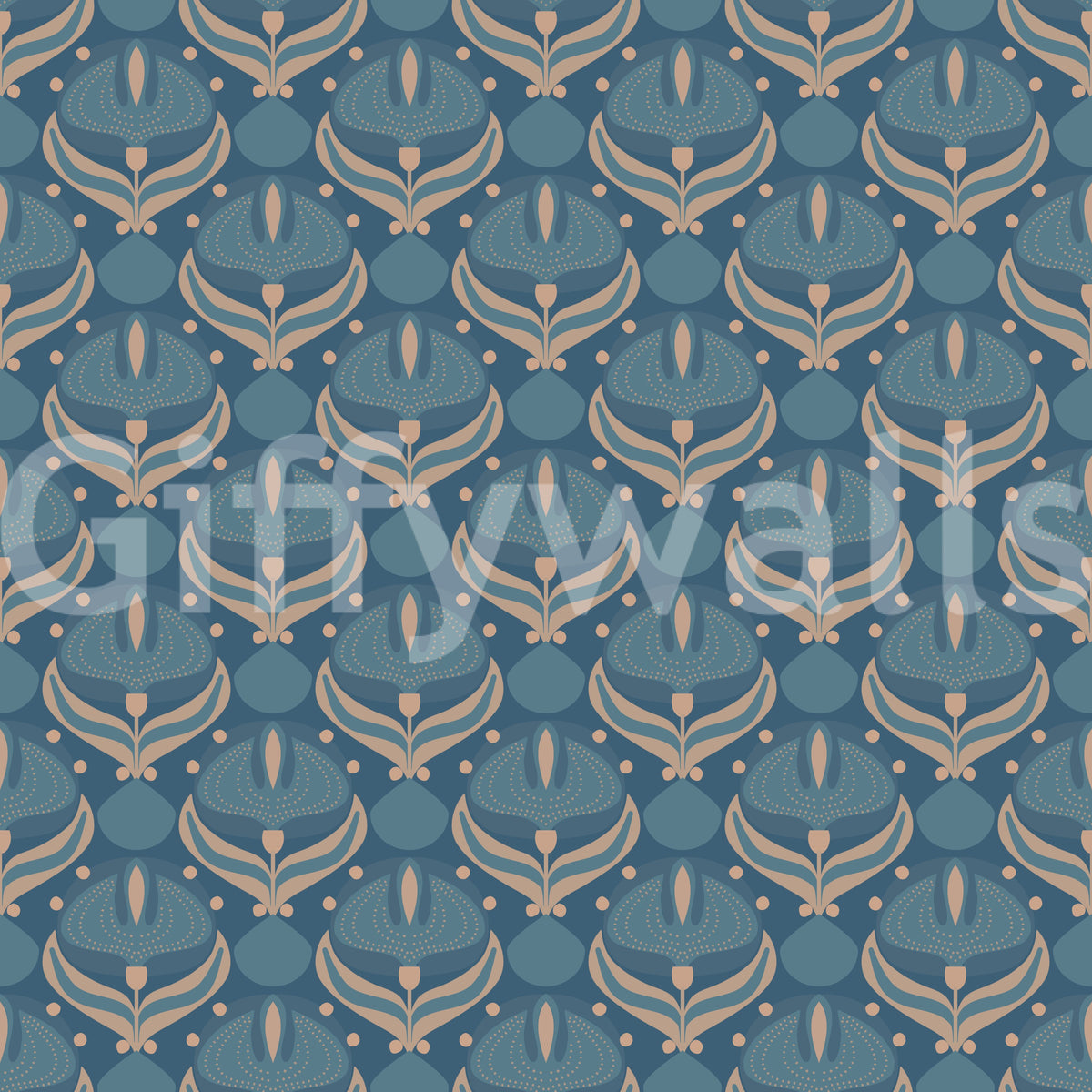 Midnight Lotus Bloom Geometric Wallpaper