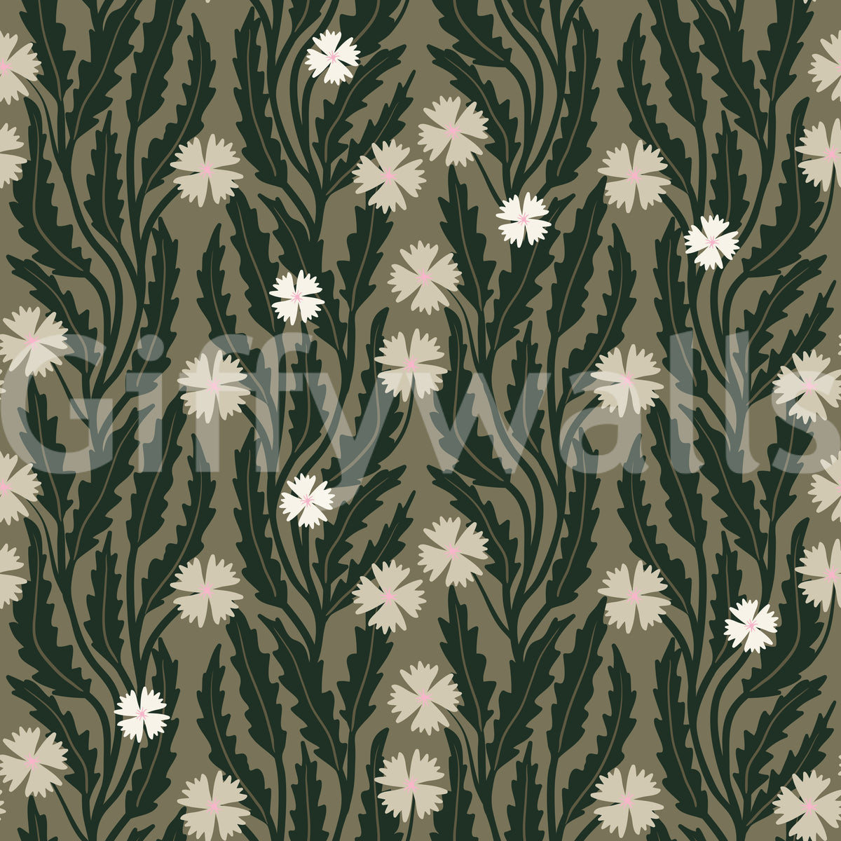 Forest Meadow Botanical Illustration Wallpaper