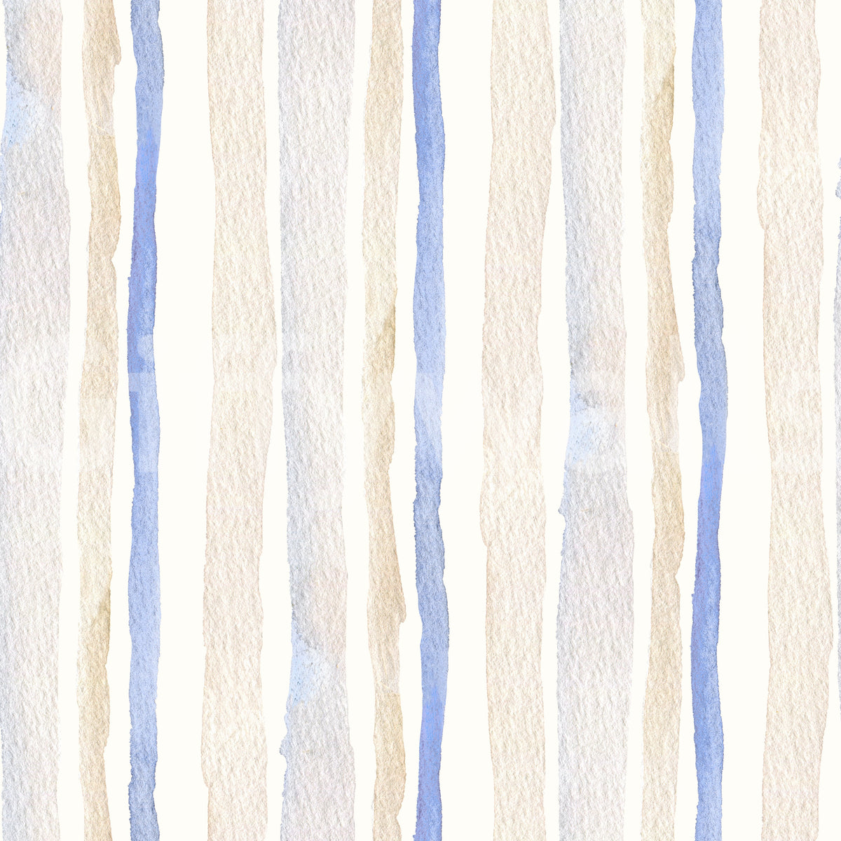 Serene Blue and Beige Watercolor Stripes Wallpaper