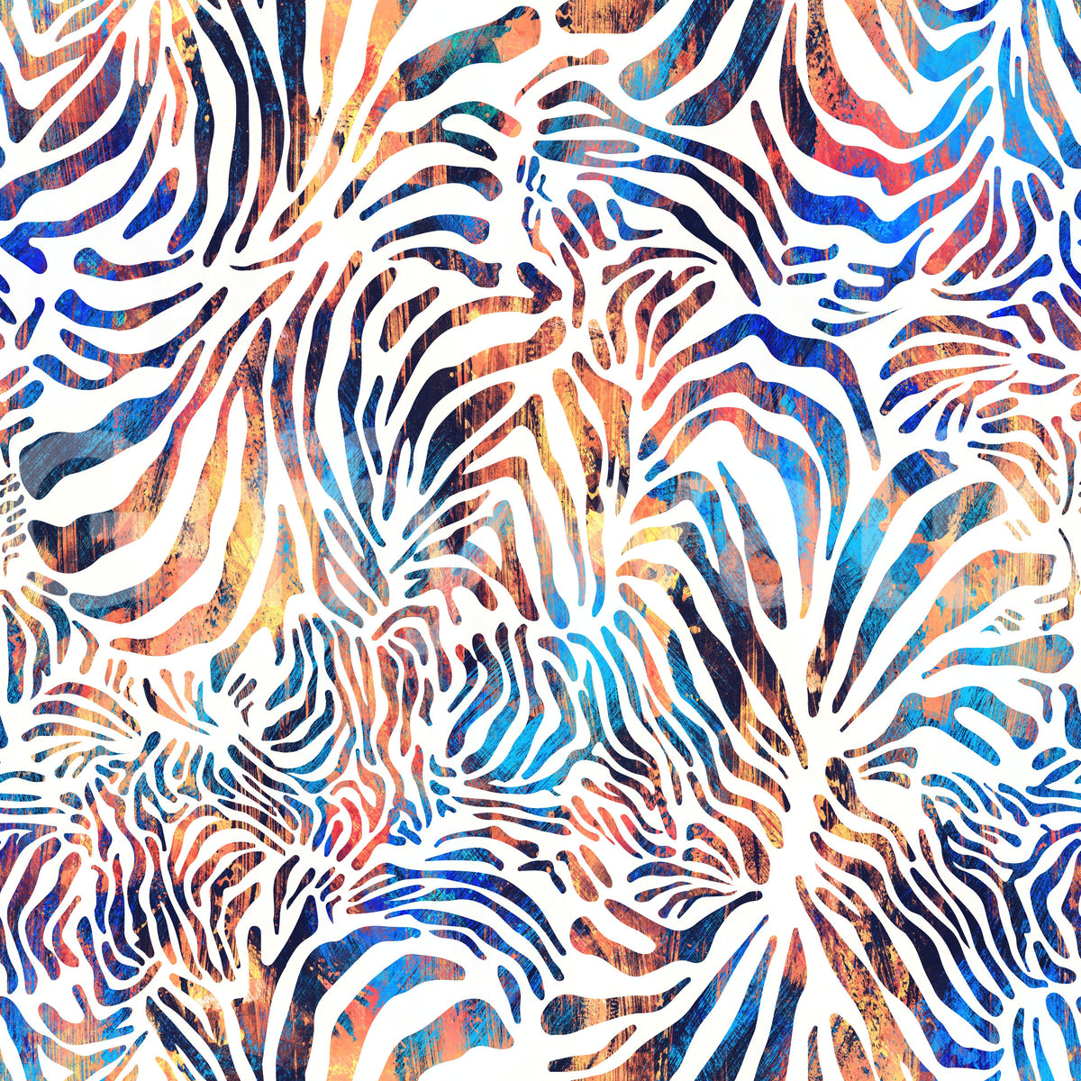 Vibrant Painted Zebra Stripe Wallpaper