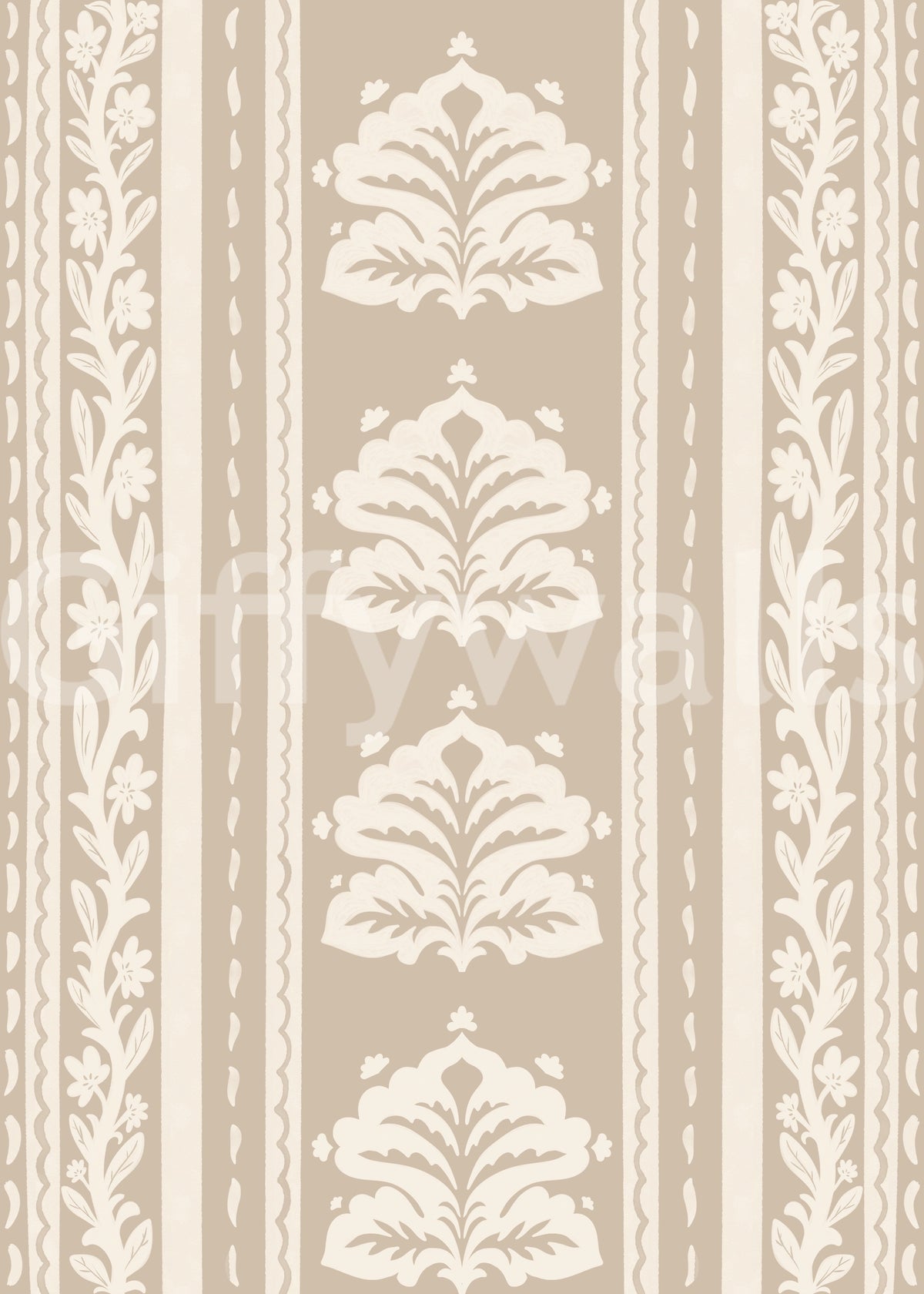 Beige Damask Stripe Heritage Wallpaper