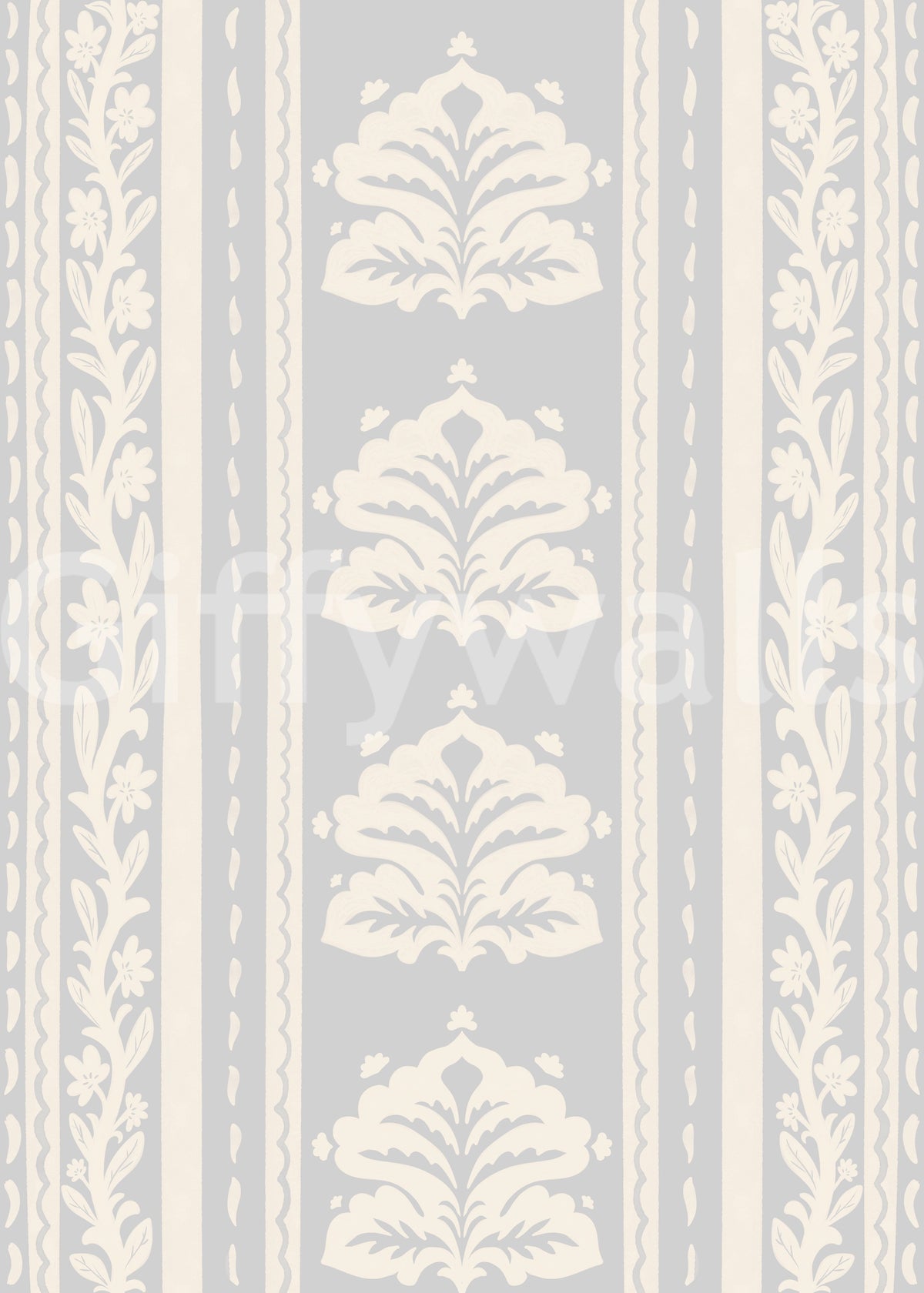 Soft Grey Heritage Damask Wallpaper