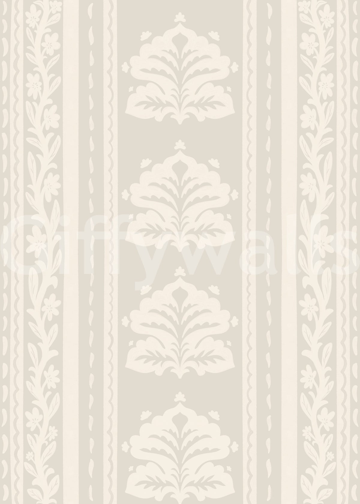 Botanical Stripe Neutral Art Wallpaper