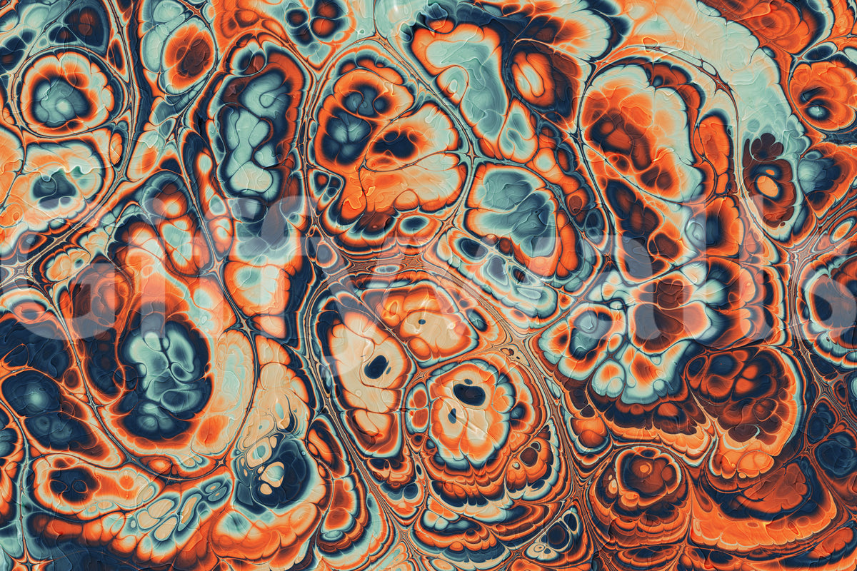 Ocean Fire Marble Abstract Wall Mural
