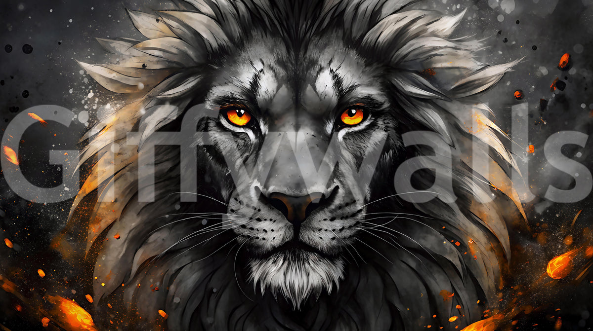 Black Lion Face Wall Mural