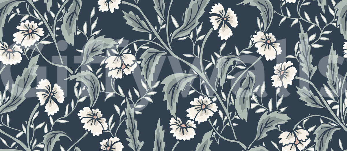 Sage and Charcoal Garden Trail Wallpaper