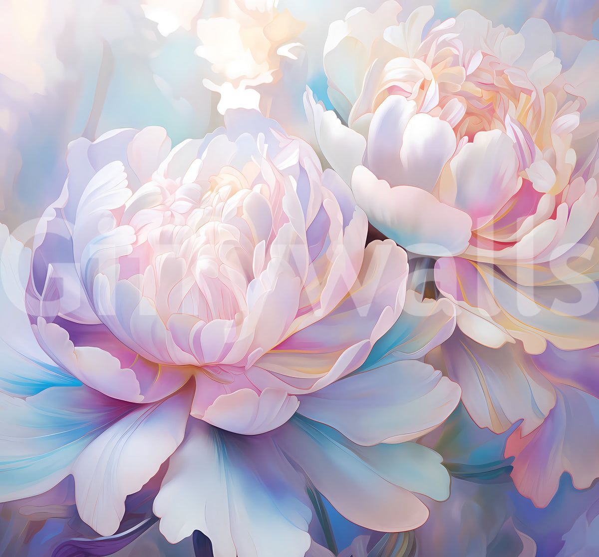 Abstract Botanical Peony Petals Wall Mural