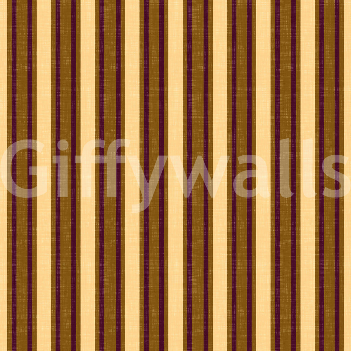 Ivy League Faux Linen Vertical Stripes - Butter Mustard And Burgundy Wallpaper