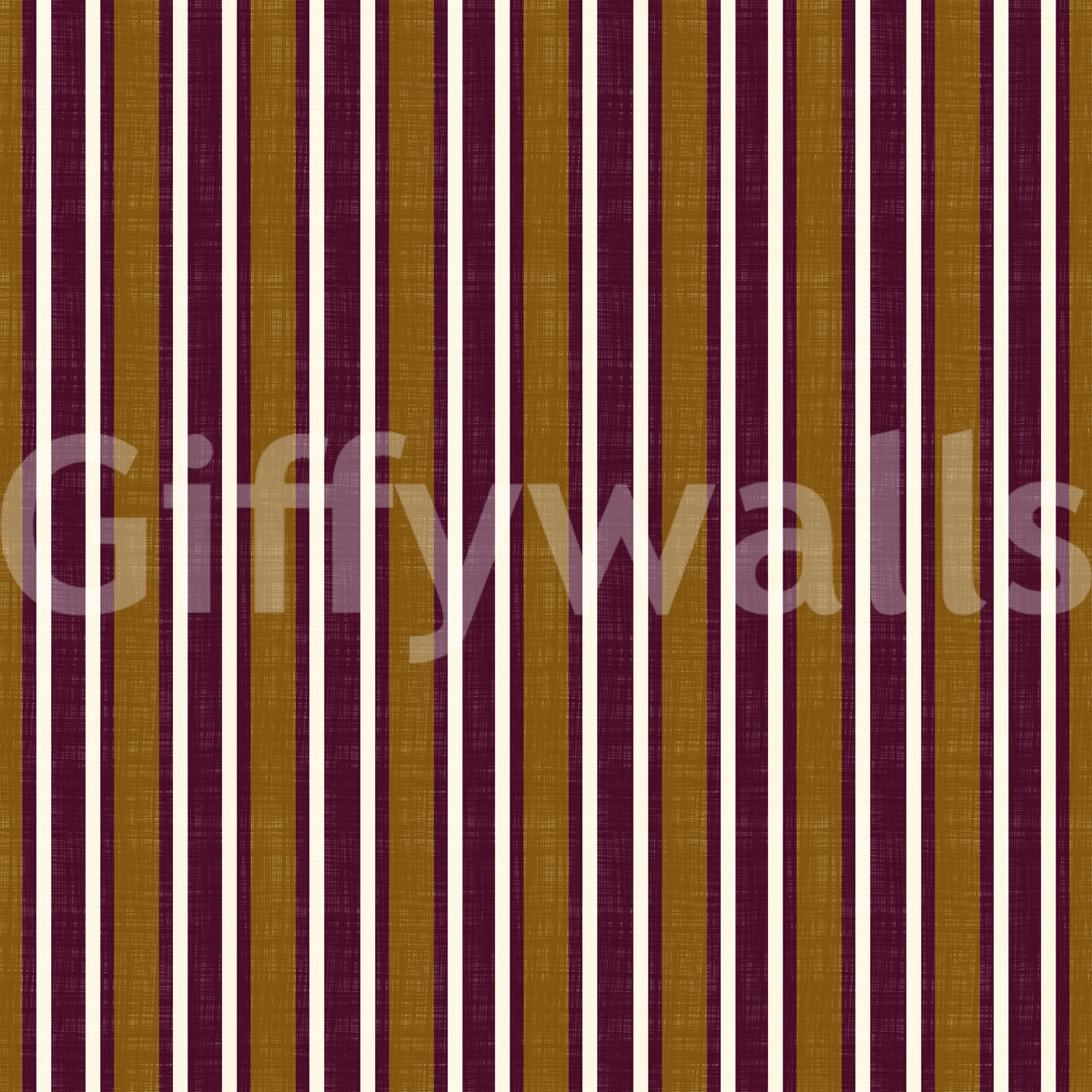 Ivy League Faux Linen Vertical Stripes - Burgundy Mustard And Cream Wallpaper