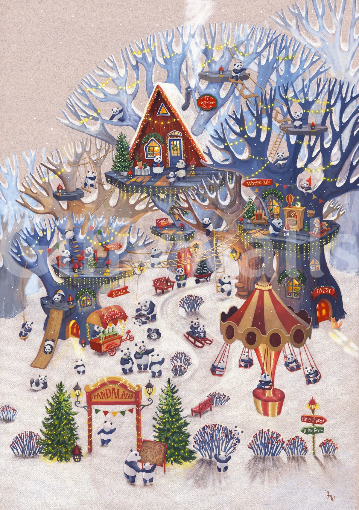 Pandaland Winter Forest Playground Wall Mural