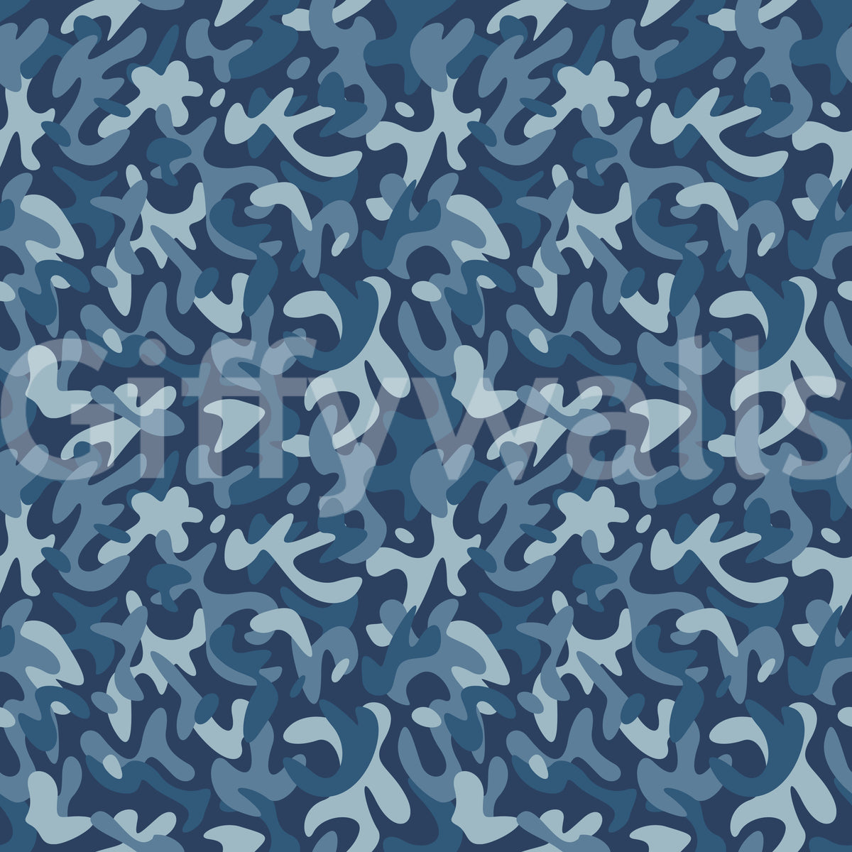 Midnight Navy Camo Pattern Wallpaper